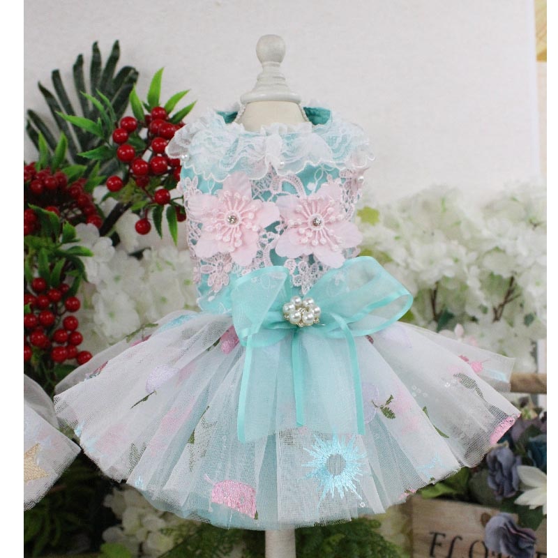 Dog Dress Luxury Dogs Weeding Dress Embroidery Lace Tutu Weeding Skirt Summer Dress Chiwawa Dress For Wedding Party Clothes H8-2