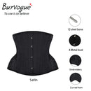 Burvogue Gothic Embroidery Waist Trainer Short Torso Corset 12 Steel Bones Women's Slimming Binder and Shaper Underbust Corsets