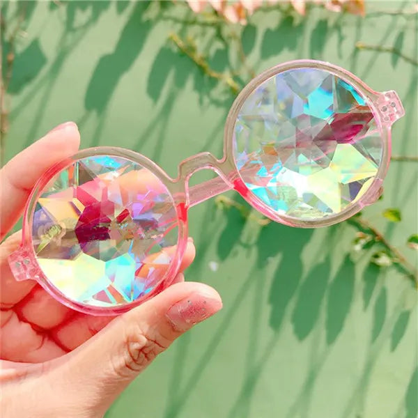 Oulylan Round Kaleidoscope Glasses Rave Festival Men Women Brand Designer Holographic Kaleidoscope Party Sunglasses Retro