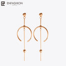 Enfashion Circle Line Dangle Earrings Gold color Earings Stainless steel Drop Earrings For Women Long Earring Jewelry brinco