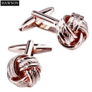 Luxury Rose Gold Color Tie Bar Cuff links Set Polished Twist Pattern Cufflinks 2 Button