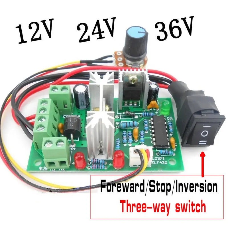 10V 12V 24V 36V PWM DC controller with Positive inversion switch PWM DC controller for DC motor speed controller 150W