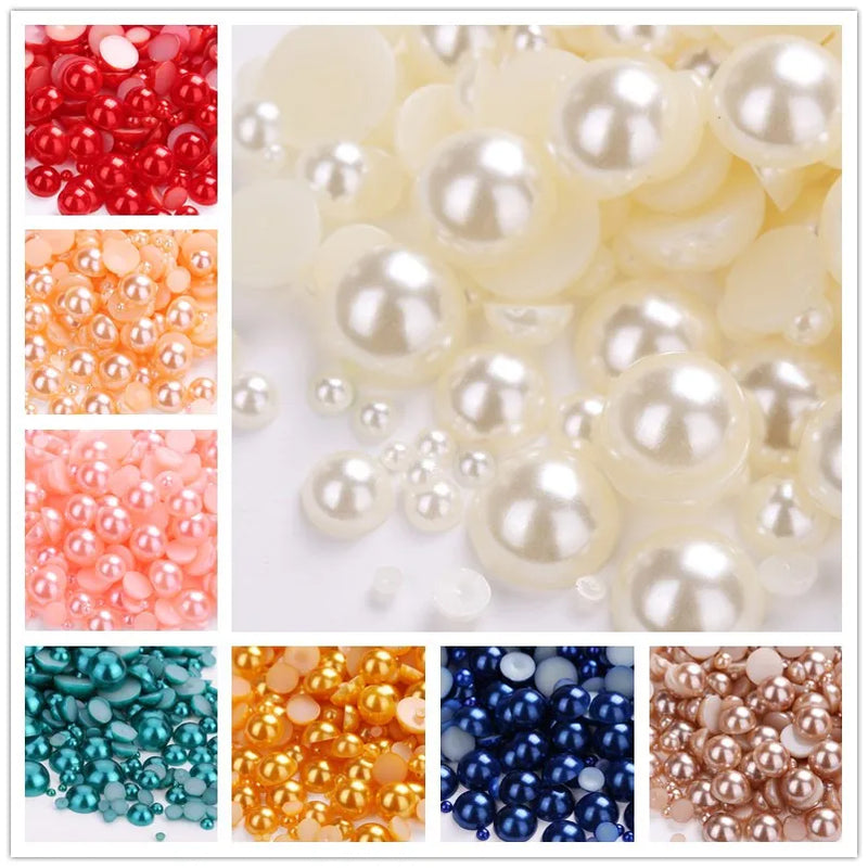 Mixed 3mm 4mm 5mm 6mm 8mm 10mm 1000pcs Acrylic Beads Pearl Imitation Half Round Flatback  For Jewelry Making DIY Accessories