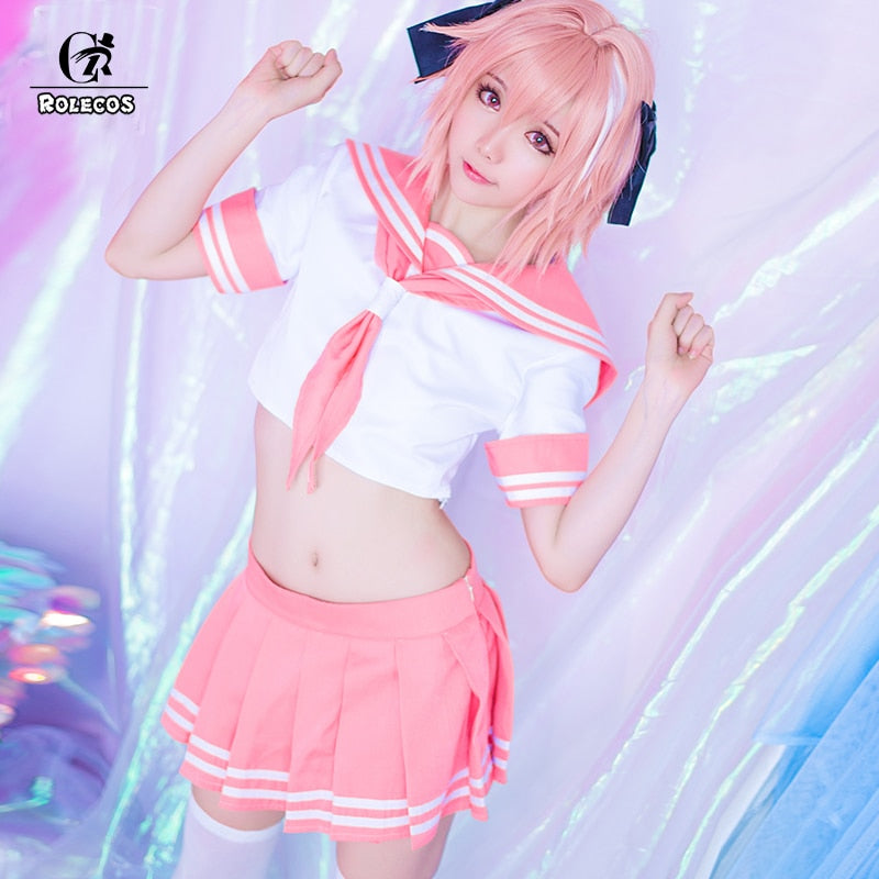 ROLECOS Fate Apocrypha Cosplay Costume Astolfo Uniform Cosplay FGO School Pink Uniform for Girl FGO Costume Women