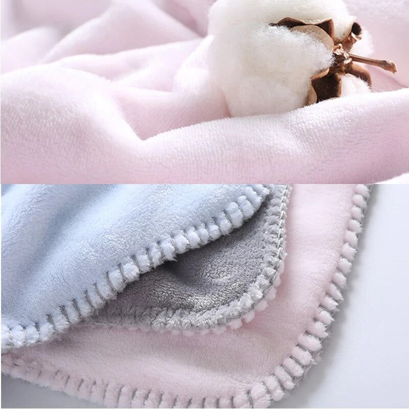 Baby Blanket New Thicken Double Layer Coral Velvet Infant Swaddle Bebe Envelope Wrap Solid Thermal Newborn Baby Bedding Blankets
