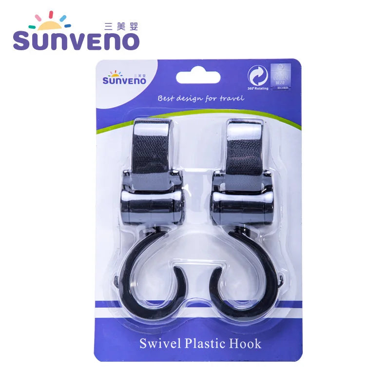 Sunveno Baby Stroller Hooks Pram Rotate 360 Diaper Bag Hanger Baby Kids Activity Gear Stroller Accessories 2pcs/set