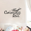 French Inspiration Quote Vinyl Wall Stickers Birds Letterings Dream Wall Decals Home Decor Bedroom Decoration