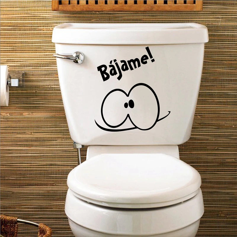 Novelty Creative Funny Toilet Seat Decals Bathroom Decor , Spanish Toilet Seat Stickers Wall Mural Art Decoration