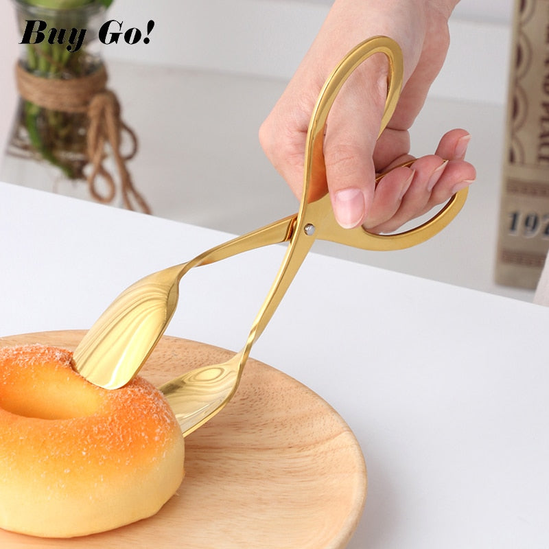 1x Stainless Steel Handle Utensil Kitchen Tongs BBQ Tongs Food Buffet Salad Tongs Clip Cook Bread Pizza Clamp Ice Tongs Kitchen