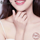 bamoer Geometric Round Simple Adjustable Finger Rings for Women Sterling Silver 925 Clear CZ Free Size Circle Jewelry SCR545