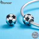 BAMOER Genuine 100% 925 Sterling Silver Sport Football Love Ball Charm Beads fit Women Bracelet &amp; Necklaces Jewelry SCC666
