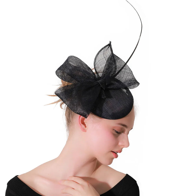 Women Navy Occasion Fascinators Hats For Kentucky Derby Party Bridal Millinery Church Hats Wedding Hair Accessories