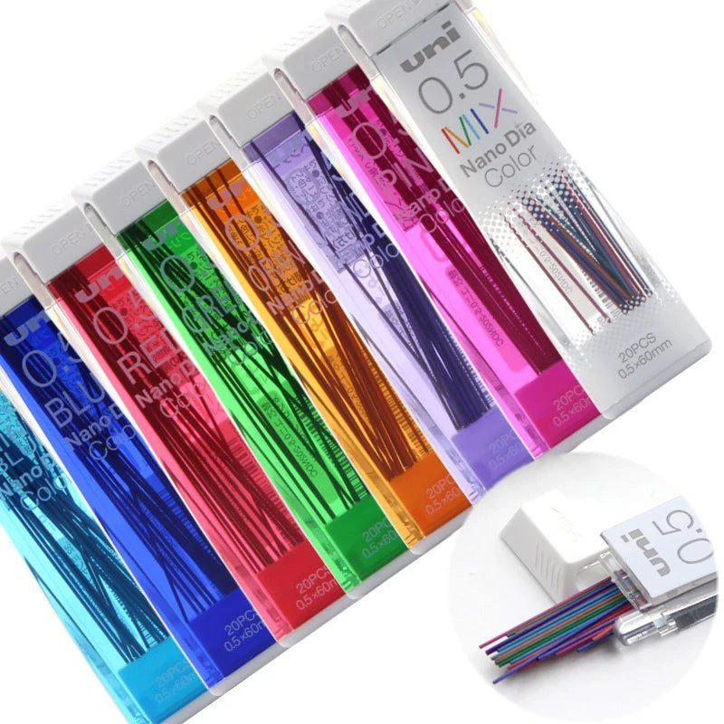 Japan Uni Nano Dia Color 0.5-202NDC Colored Mechanical Pencil Leads Refills 0.5mm Writing Supplies 202NDC Stationery