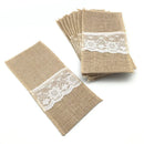4"x8.5"Cutlery Holder Decoration Hessian Burlap Lace Wedding Cutlery Holder Pouch Rustic Decorations Favor 5BB5481