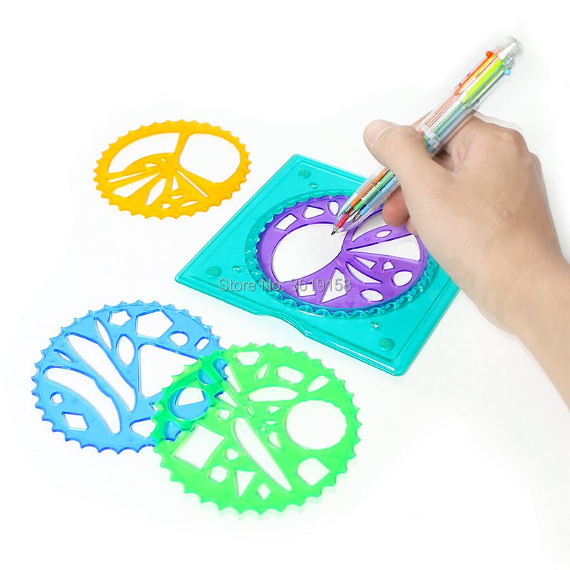 Spirograph Set 27pcs Accessories Coloring Game,Designs Interlocking Gears &amp; Wheel with Colorful Pen,DIY Puzzle Toy for Kid Adult