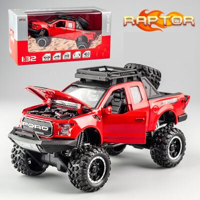 KIDAMI 1:32 Ford Raptor F150 Big Wheel Alloy Diecast Model Modified Off-Road Vehicle Collection Kids Toy Metal Car модель автомо