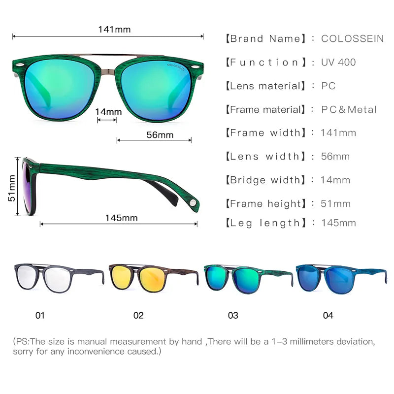 COLOSSEIN Sunglasses Women New Fashion Sun Glasses Mirror Round Brand Designer Retro Men Outdoor UV400 oculos de sol feminino