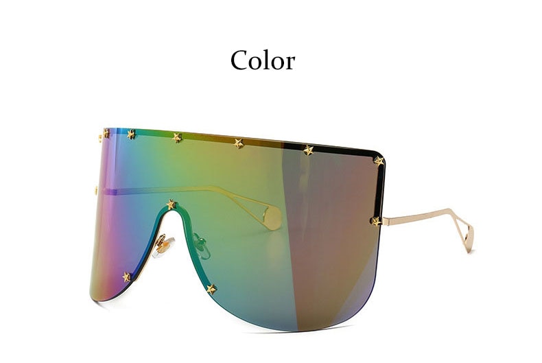 Fashion Oversized Shield Sunglasses Women Men Luxulry Brand Designer Rimless Metal Female Sun Glasses Shades Ladies