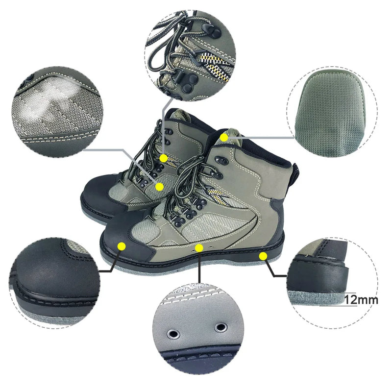 Fly Fishing Shoes Felt Sole Wading Waders With Nails Aqua Upstream Hunting Sneakers Boot Breathable Rock Sport No-slip For Pants