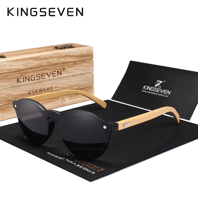 KINGSEVEN Sunglasses Men Bamboo Sun Glasses Women Brand Designer Original Wood Glasses Oculos de sol masculino