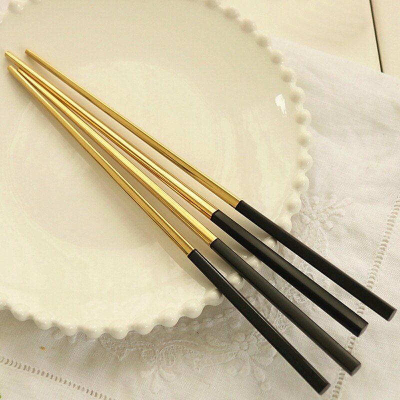 Stainless Steel Chop stick Black Gold Korean Chopsticks Metal Chopstick Sushi Japan Dinnerware Restaurant Flatware 2/5/10pairs