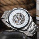 Top Brand Luxury Gold WINNER Men Watch Cool Mechanical Automatic Wristwatch Stainless Steel Band Male Clock Skeleton Roman Dial