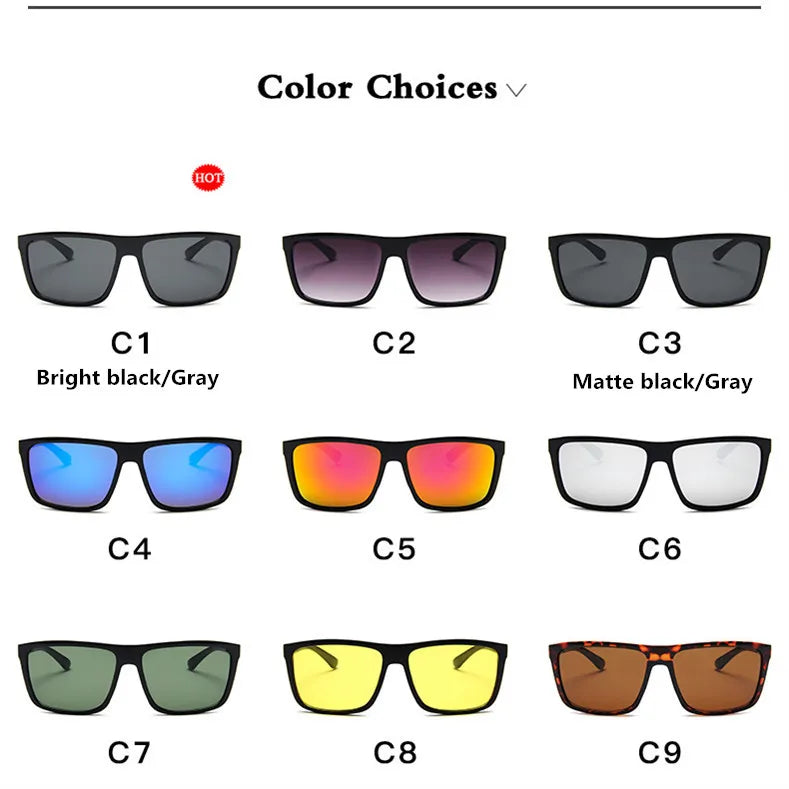 Luxury Brand Men Sunglasses Designer Fishing Shades Driving Classic Square Sun Protective Glasses Male 2019 Oculos Masculino