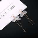 JIOFREE 2018 New Korean white Acrylic petal Long Clip on Earrings For Women Accessories Earings Fashion Jewelry