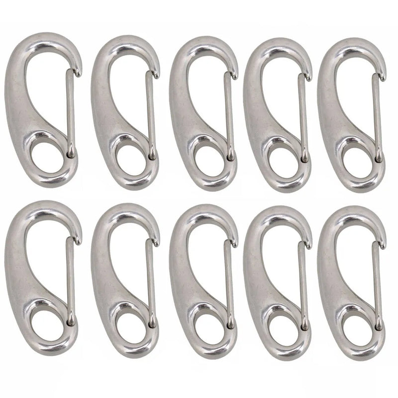 304 Stainless Steel Egg Shape Spring Snap Multifunctional Hiking Camping Belt Carabiner Quick Release Hook 10Pcs/5Pcs/2Pcs