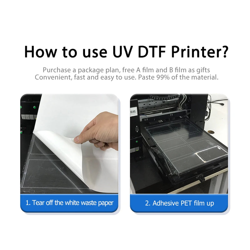 100PCS UV DTF AB film transfer sticker UV DTF printer direct printing to A film to plastic silicone metal acrylic glass leather