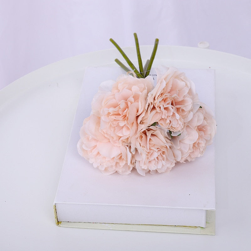 Beautiful Peony Artificial Flowers Bouquet Pink Big Silk Bloom Fake Flower Home Wedding Centerpieces Decor Living Room Bedroom