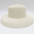 HT2303 2023 New Summer Sun Hats Ladies Solid Plain Elegant Wide Brim Hat Female Round Top Panama Floppy Straw Beach Hat Women