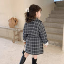 Baby Boy Girls Wool Jacket Long Double Breasted Warm Toddle Teen Lapel Tweed Coat Spring Fall Winter Baby Outwear Clothes 3-14Y