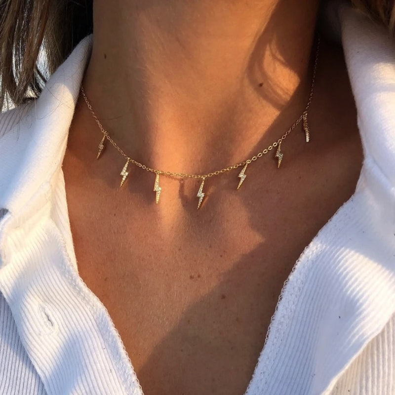 ANDYWEN 925 Sterling Silver Gold Lighting Zircon Charm Choker Women Luxury Chain Necklace 2020 Fine Jewelry Rock Punk Party Jewe