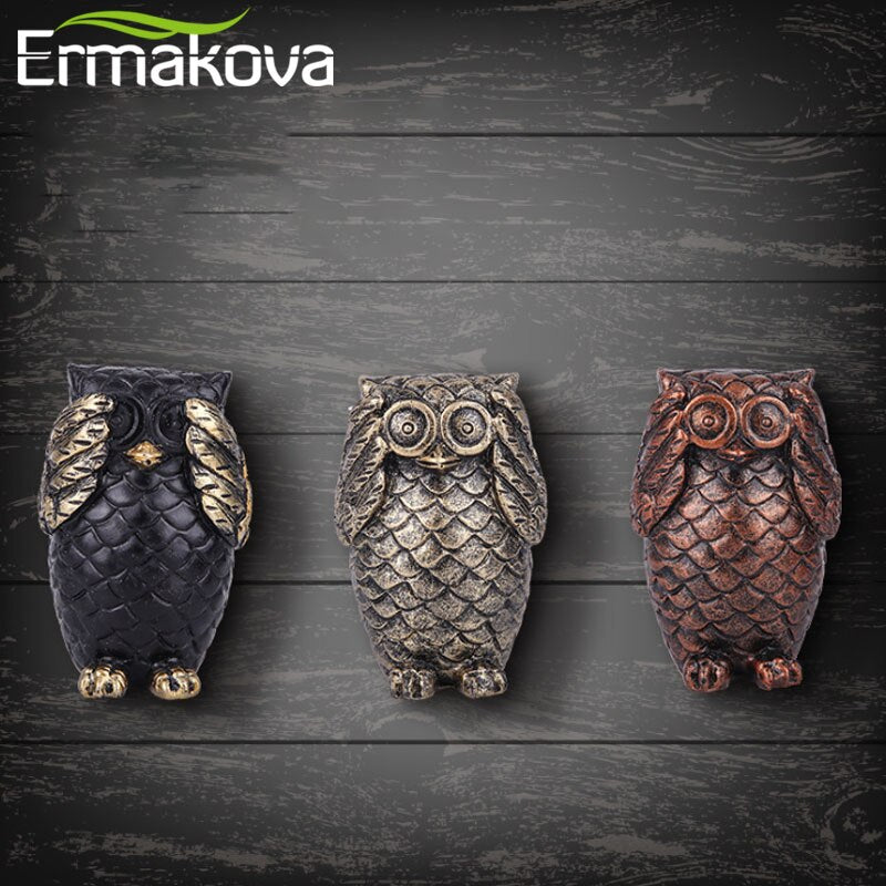 ERMAKOVA Modern Simple Resin Owl Statue Adornment Home Decoration Artistic Craft Figurine Gift for Living Room Bedroom