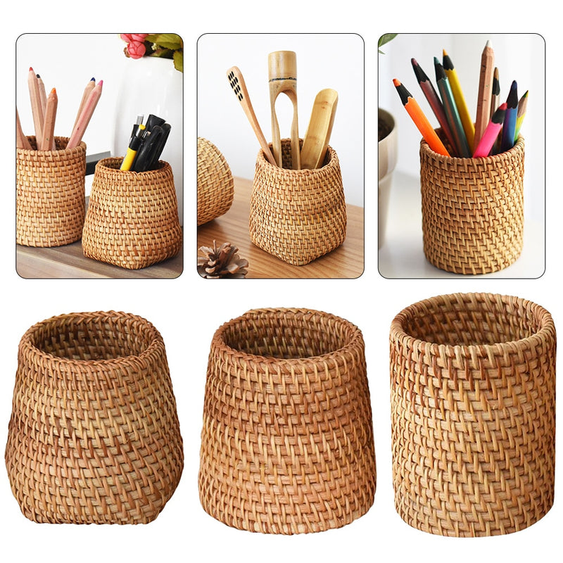 Handmade Rattan Chopsticks Spoon Table Knife Fork Tableware Storage Box Household Storage Basket Storage Rack Kitchen Tools