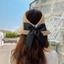 New Summer Bow Sun Hats Empty Top Hat Women UV Protction Caps Cutout Beach Hat Women Sun Cap Ribbon Knit Raffia Hat Sun Hat