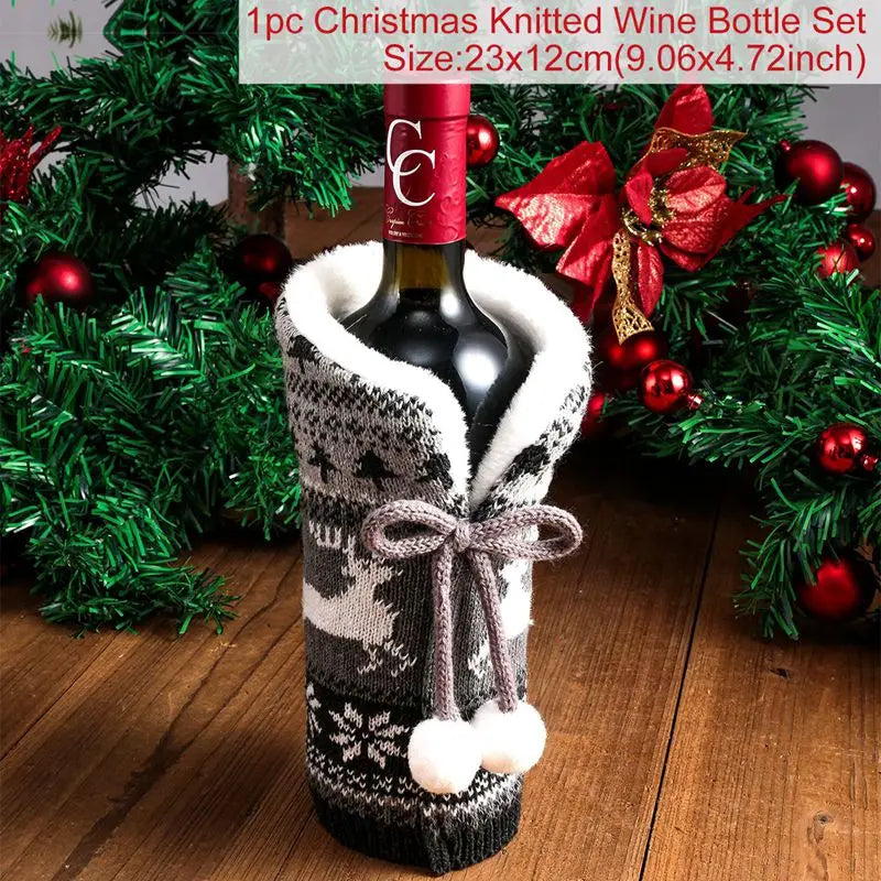 Christmas Wine Bottle Cover Merry Christmas Decorations For Home Christmas Ornament Xmas Table Decor New Year 2025 Navidad Gift