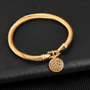 Stainless Steel Jesus San Benito Wire Bangles Saint Benedict Medals Charm Bracelet For Women Religious Jewelry Gift