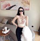 Camis For Women Vest Letter Print Tank Top Woman Elastic Sweet Tops Spaghetti Strap Elegant Knitted French Chic Womens Clothes