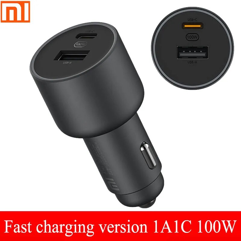 Xiaomi Car Charger Fast Charging Version 1A1C 100W USB-C 100W MAX Fast Charging / USB-A, USB-C Dual-Port Output