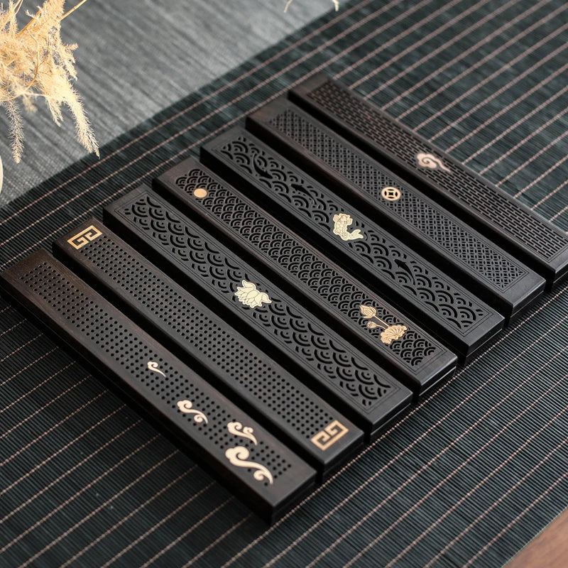 Handmade Creative Wood Aromatherapy Incense Stick Holder Hollow Incense Burner Wood Censer Box Wood Carving Crafts Chinese Gift