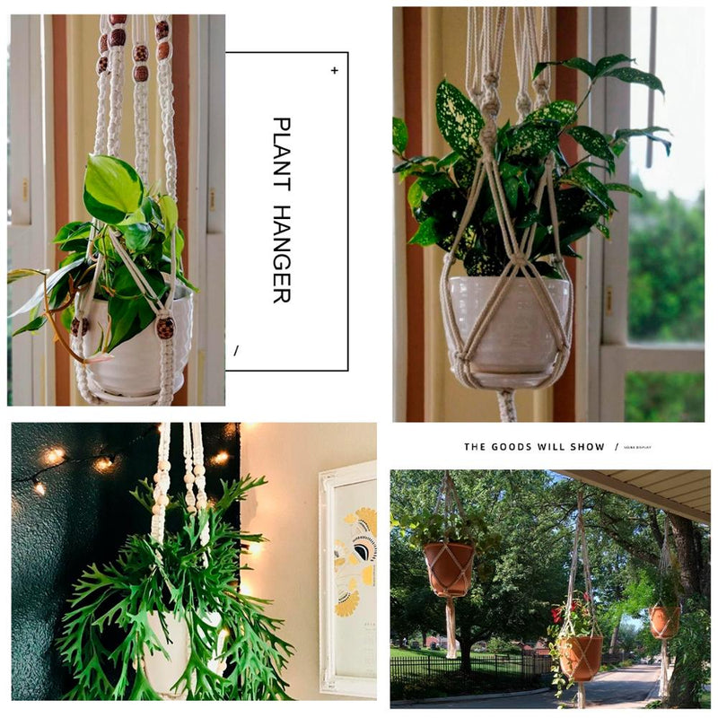 HUIRAN Flower Pot Net Bag Braided Vintage Decor Macrame Plant Hanger Hanging Flower Pot Decorative Hanging Baskets for Plants