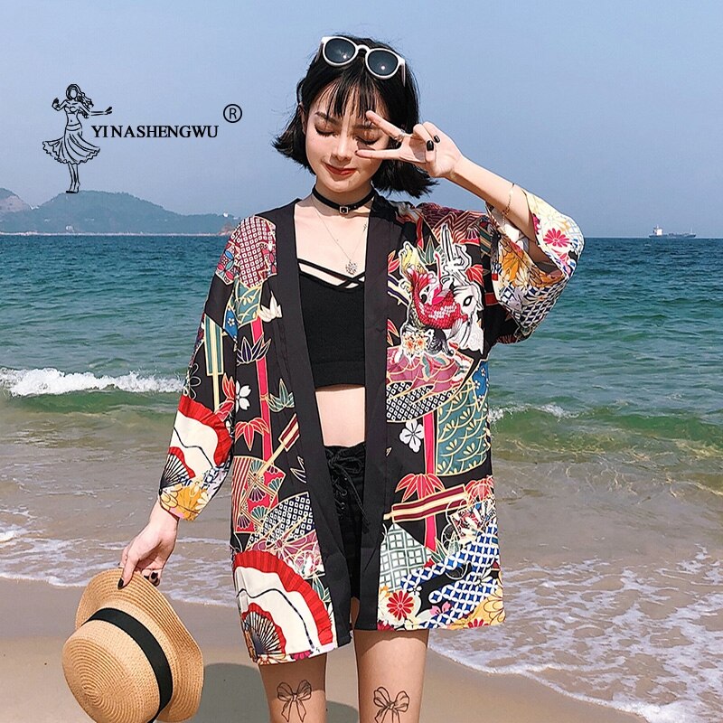 Kimonos Costume Woman Coat 14 Styles Girl Kawaii Print Crane Cosplay Yukata Harajuku Shirts Japan Women Haori Japanese Cardigan