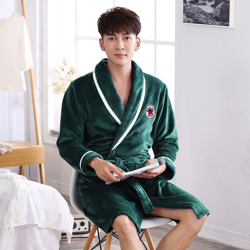 Winter Thick Warm Female Coral Fleece Kimono Robe Lovers Couple Nightgown Bath Gown Sleepwear Men Large Nightwear M L XL XXL 3XL