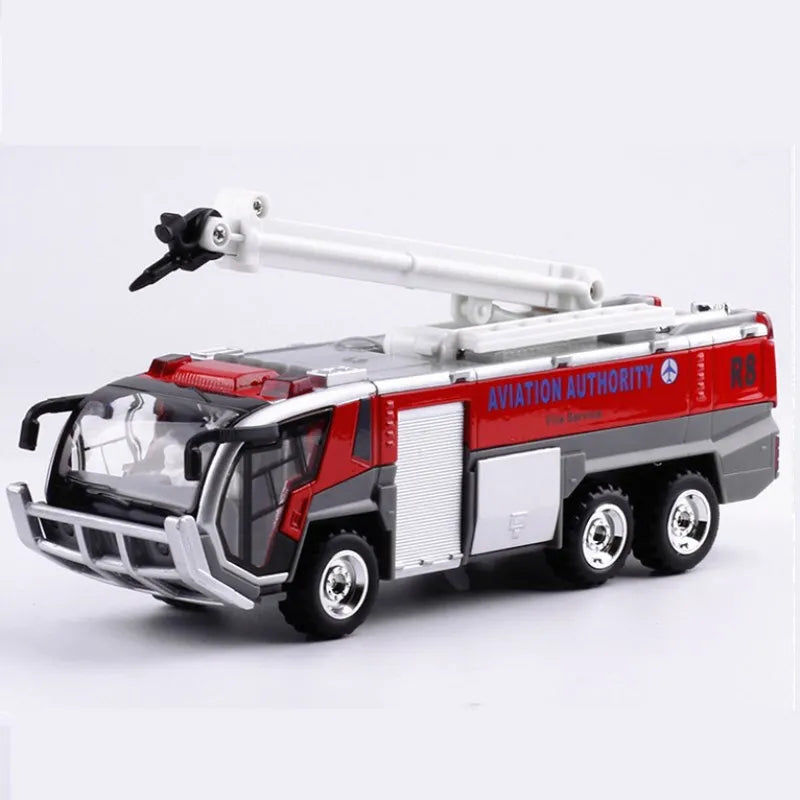1: 32 Alloy Car Airport Fire Truck Model Engineering Car Sound And Light Toy Boy Birthday New Year Christmas Gift Yellow
