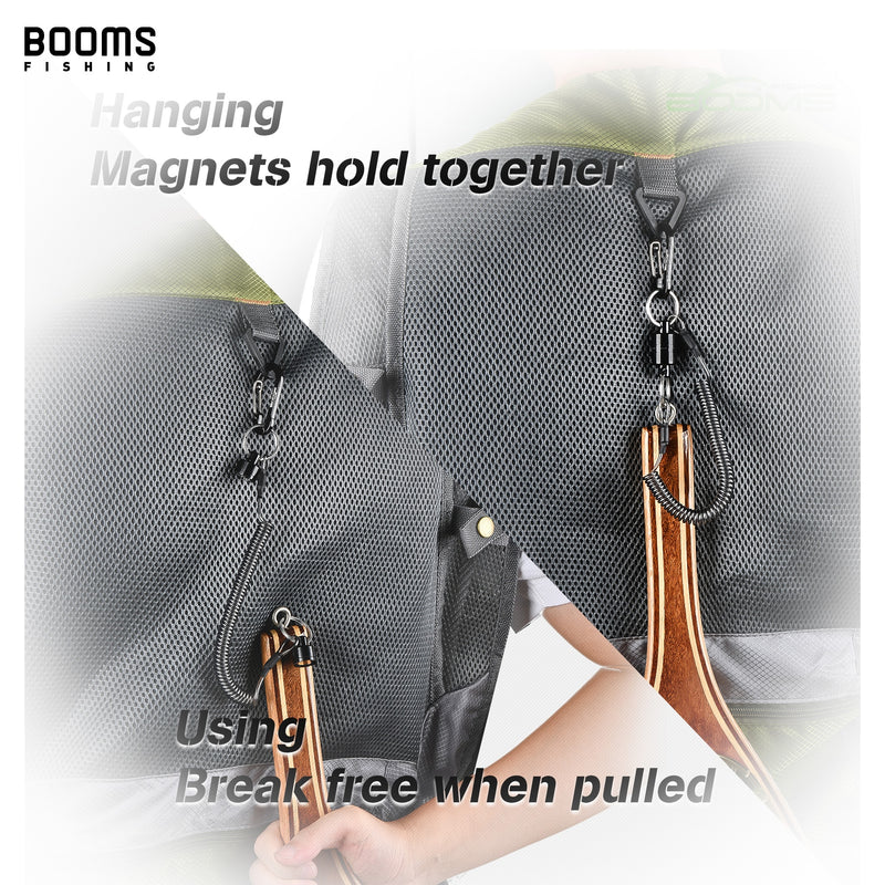 Booms Fishing MN2 Magnetic Release Clip 3.5 kg Fishing Net and Pliers Holder with Coiled Lanyard 1.5m Fishing Tool Accessories