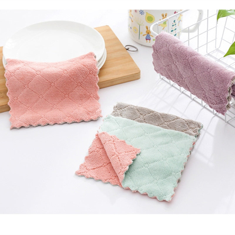 8pieces Household Super Absorbent Microfiber Towel Kitchen Dish Cloth Non-Stick Oil Washing  Rag  Tableware Cleaning Wiping Tool