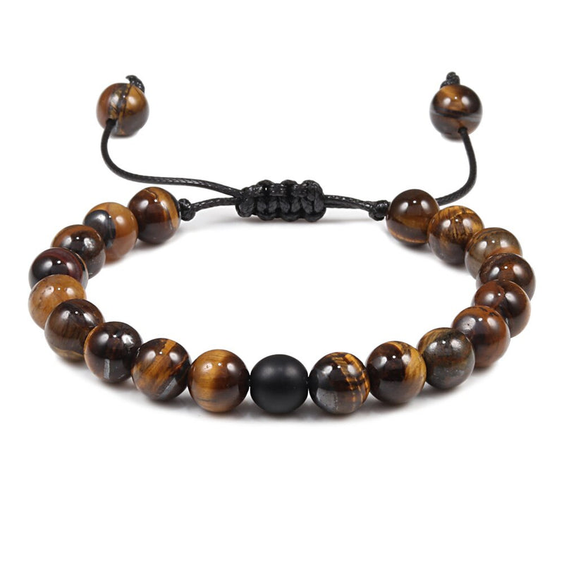 Tiger Eye Beaded Bracelets Bangles Men Braided Rope Healing Balance Yoga Charm Women Natural Stone Buddha Bracelet Adjustable