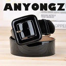 ANYONGZU  Designers Brand Women Wide Genuine cowhide Belt bright Red black High Quality Woman Waist Belts Dresses 100CM*4.7CM